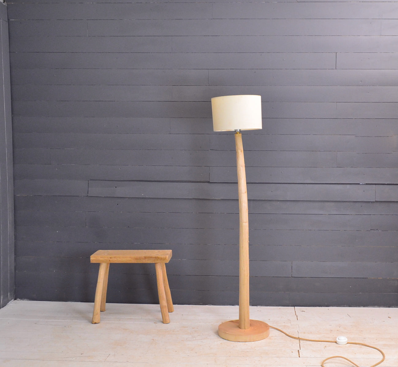 Unique Wooden floor lamp with beautiful sweet chestnut wood