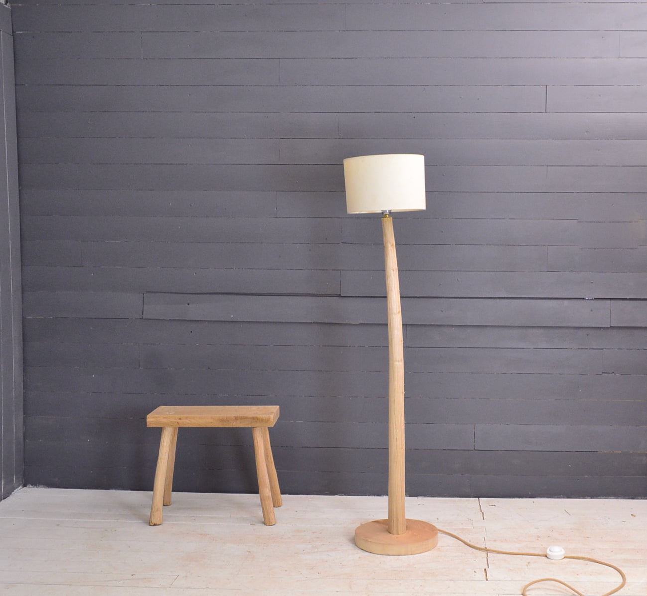 Unique Wooden floor lamp with beautiful sweet chestnut wood