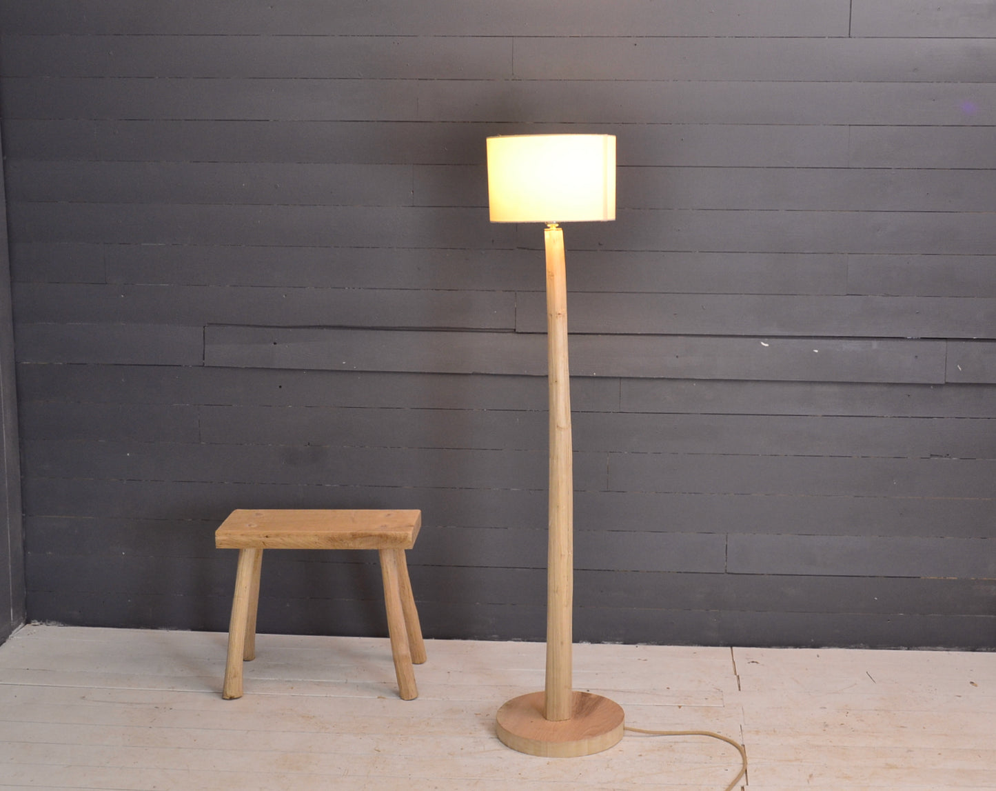 Unique Wooden floor lamp with beautiful sweet chestnut wood
