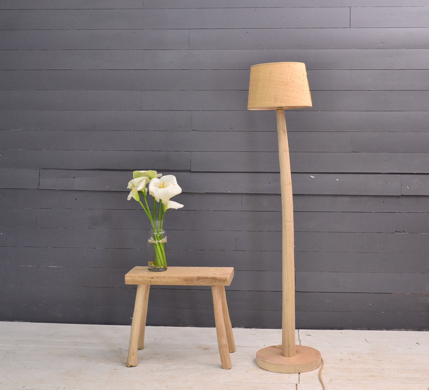 Unique Wooden floor lamp with beautiful sweet chestnut wood