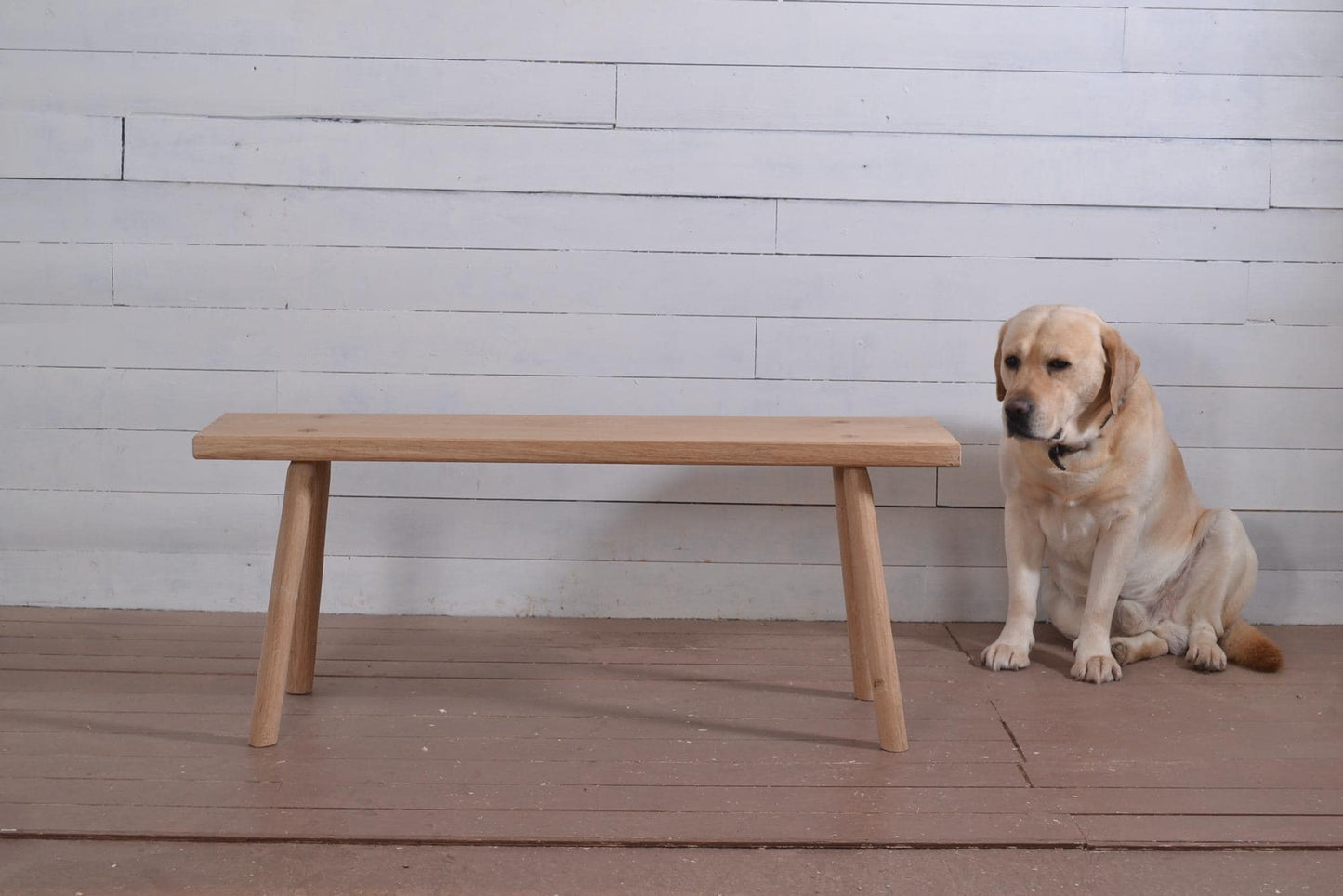 Banc en chêne massif, banc d'intérieur en bois, wabi sabi