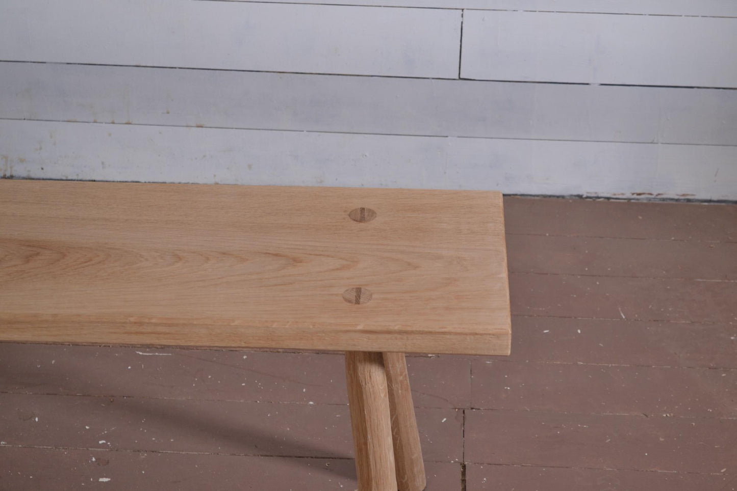 Banc en chêne massif, banc d'intérieur en bois, wabi sabi