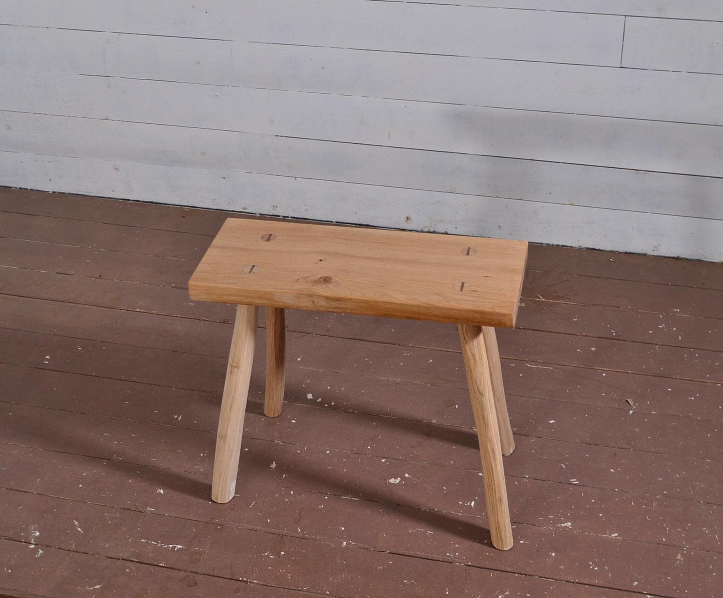 Tabouret en bois rustique, chêne massif, bout de canapé, porte plante