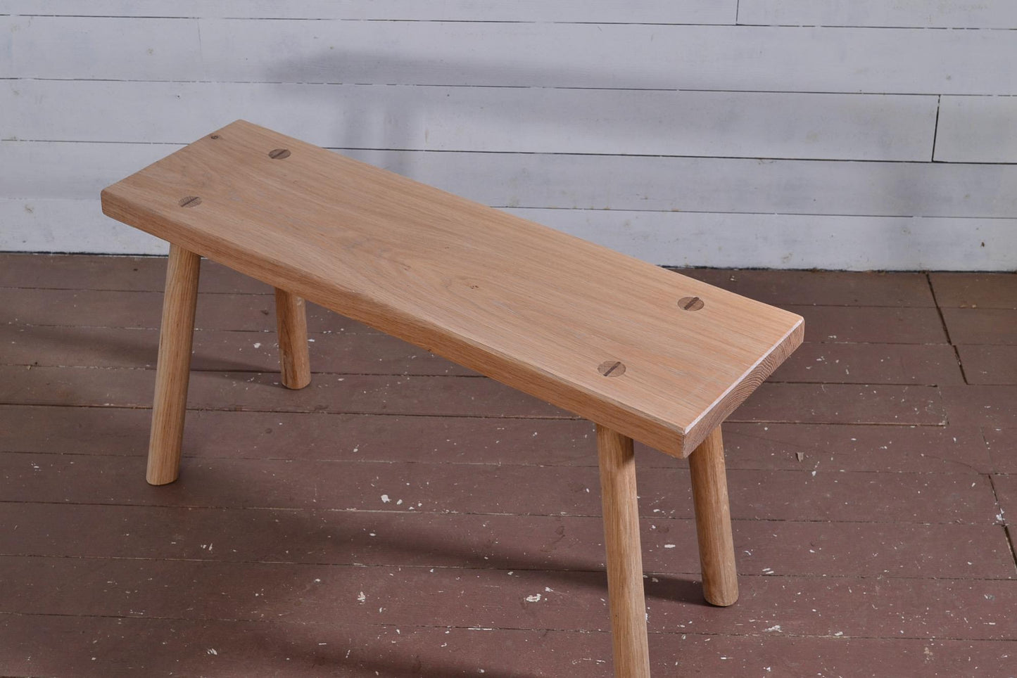 Banc en chêne massif, banc d'intérieur en bois, wabi sabi