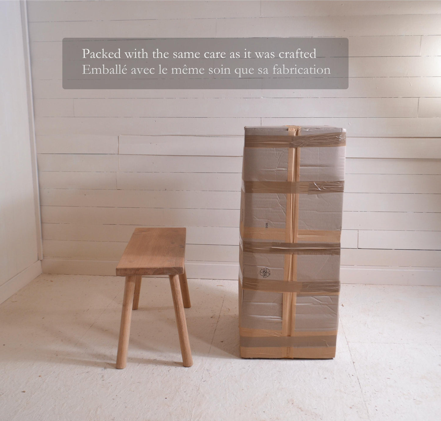 banc en chêne massif – fabrication artisanale - Style minimaliste - wabi sabi