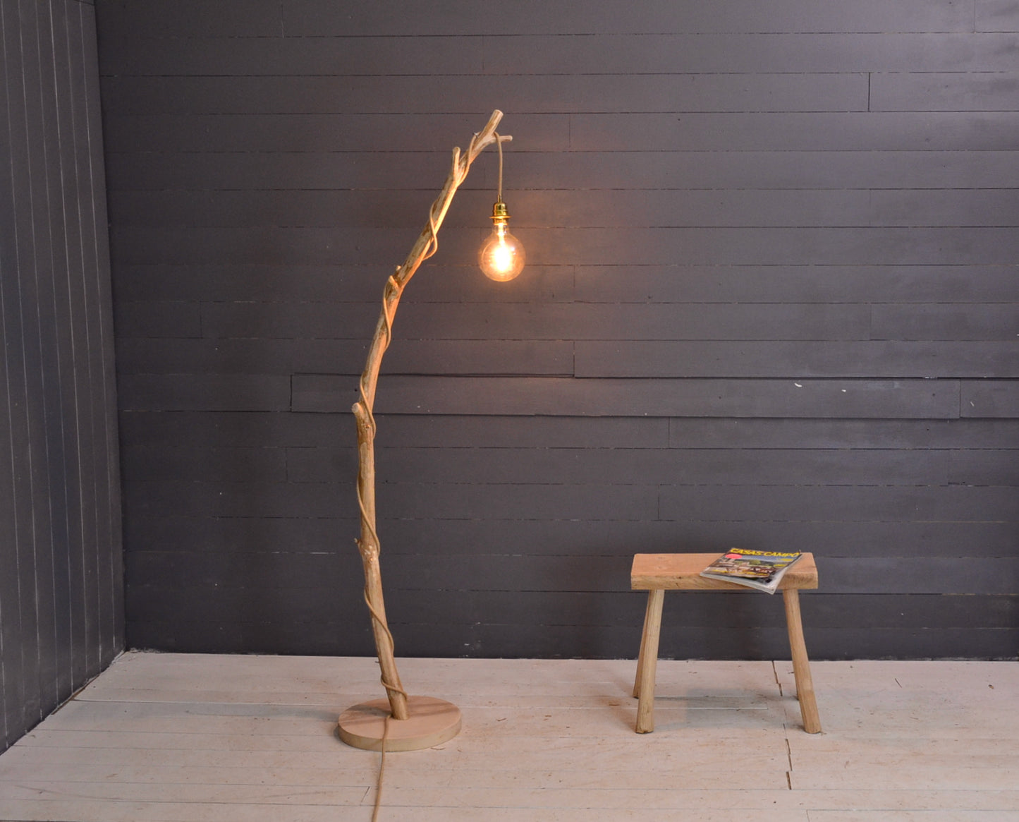 Branch floor lamp, driftwood lamp with hanging light