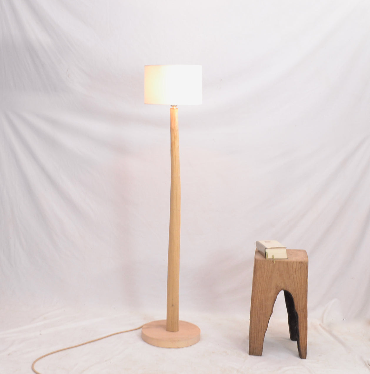 Unique Wooden floor lamp with beautiful sweet chestnut wood