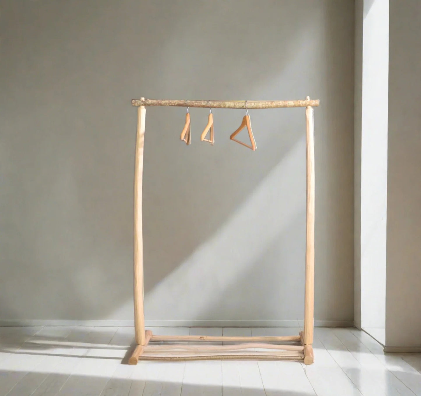 Handmade natural  wooden clothes rack, hazel and chestnut, boho style