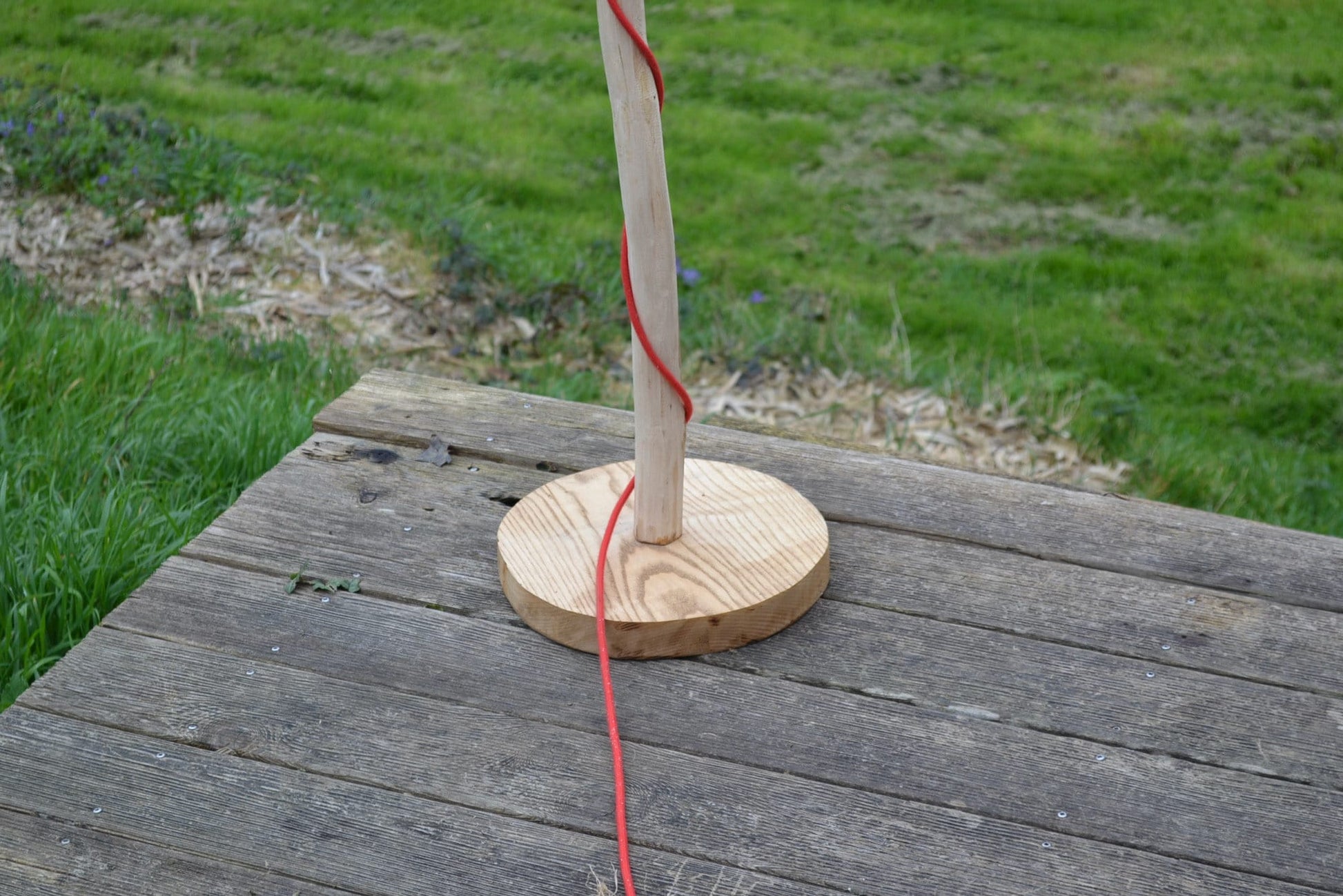 Lampadaire bois extérieur, déco naturelle, lampe branche