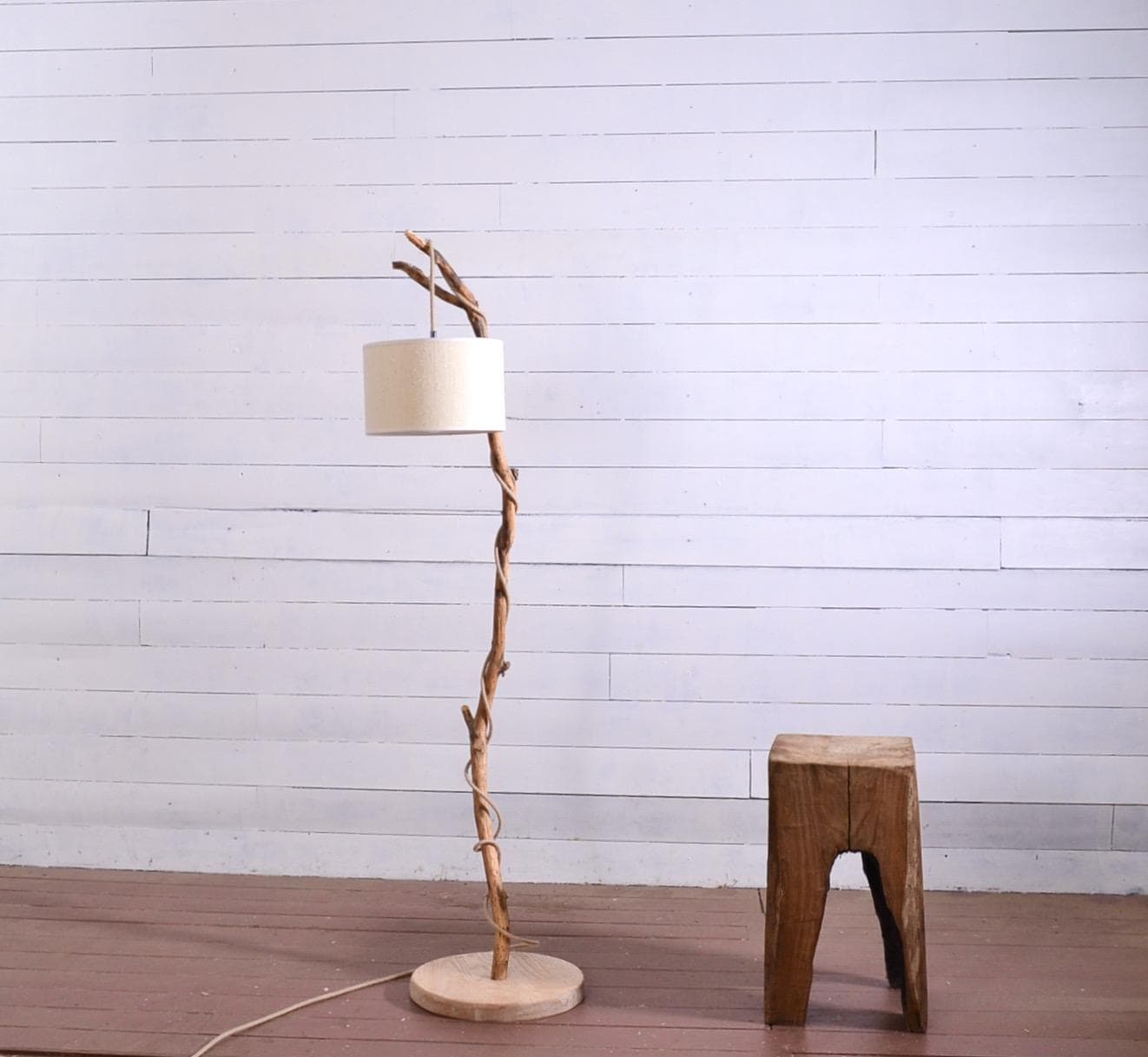 Petit lampadaire bois flotté 148cm