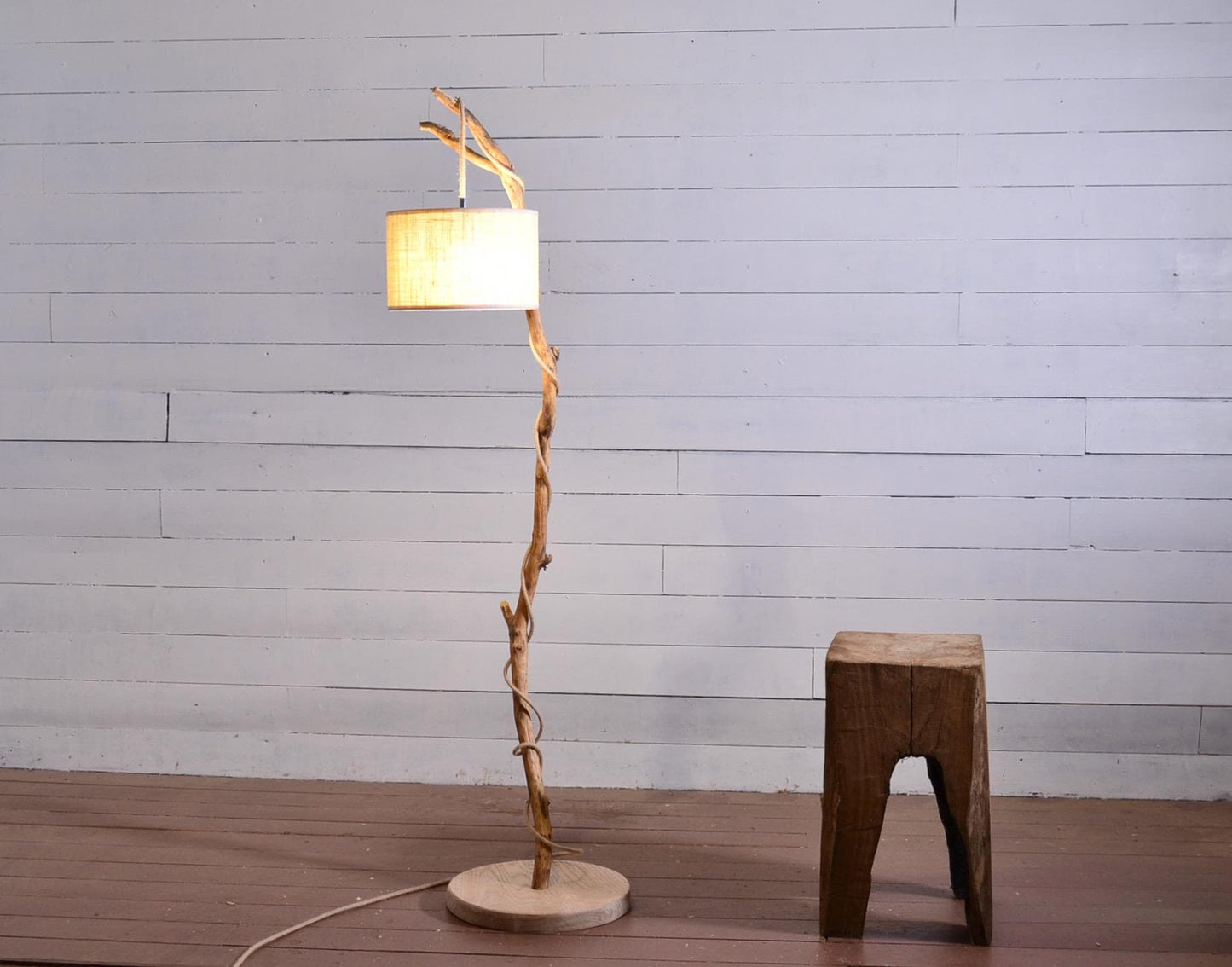 Petit lampadaire bois flotté 148cm