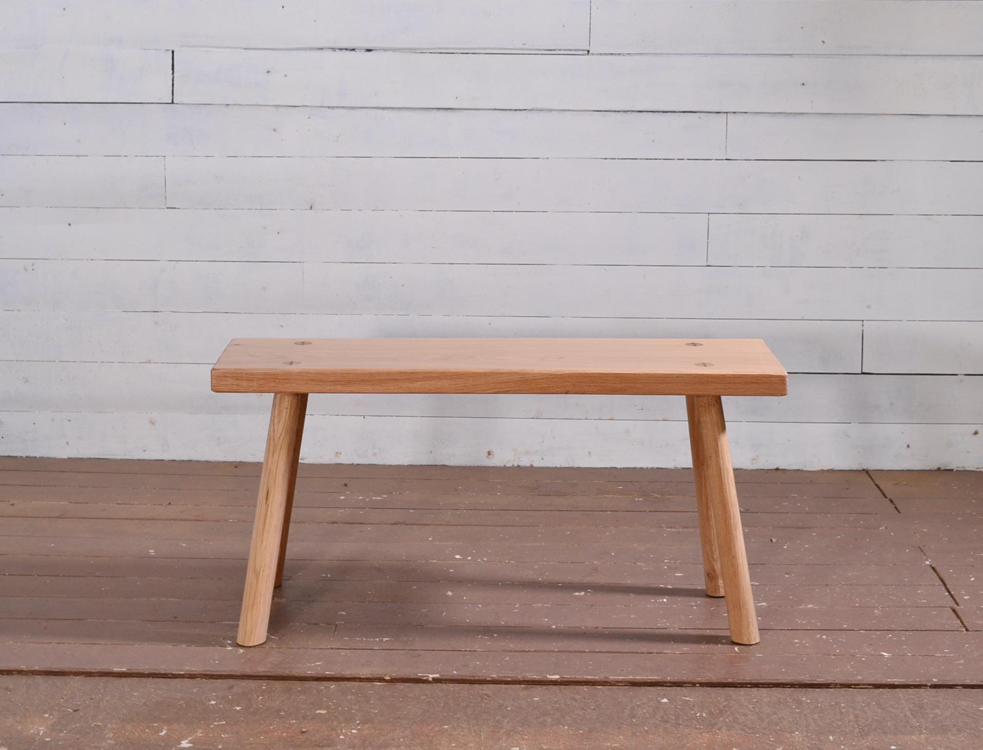 Banc en chêne massif, banc d'intérieur en bois, entrée, minimaliste, wabi sabi