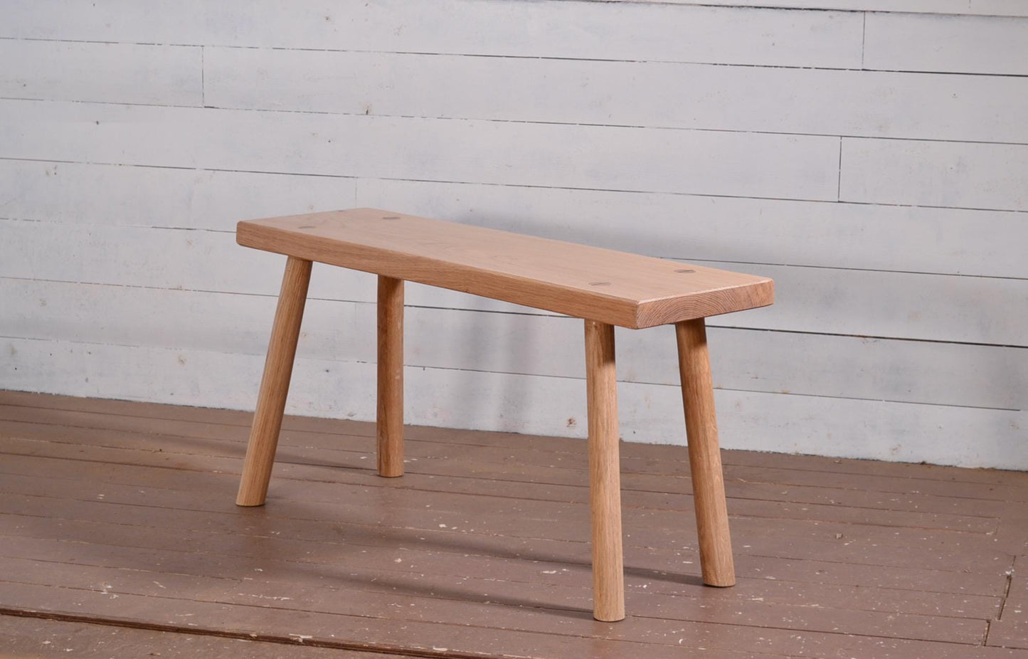 Banc en chêne massif, banc d'intérieur en bois, entrée, minimaliste, wabi sabi