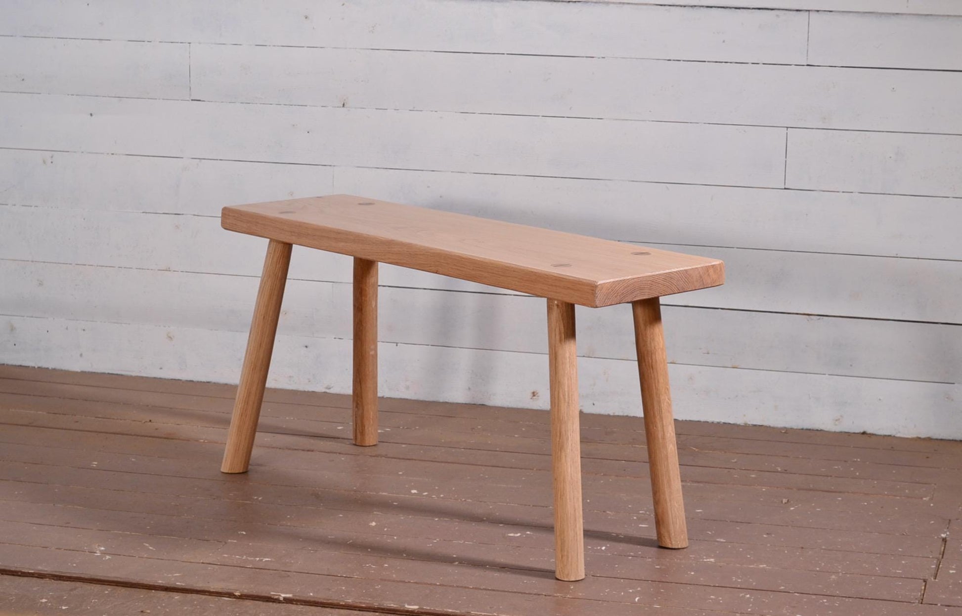 Banc en chêne massif, banc d'intérieur en bois, entrée, minimaliste, wabi sabi