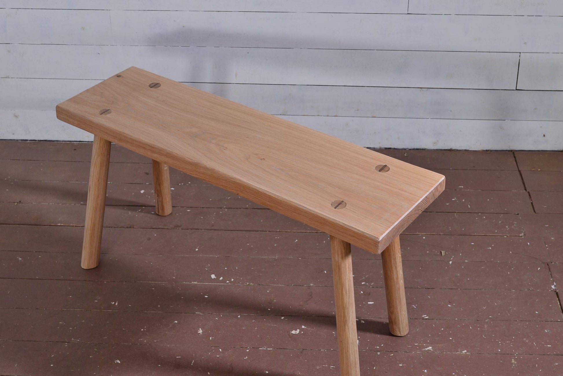 Banc en chêne massif, banc d'intérieur en bois, wabi sabi