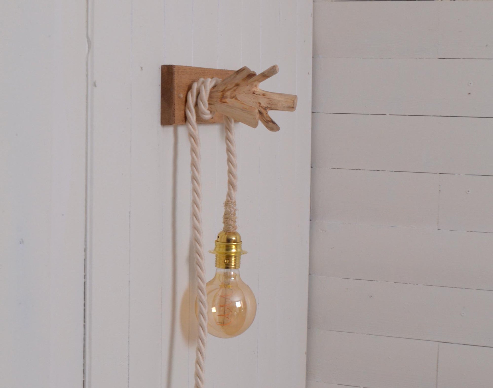 Patère en bois, crochet mural, applique murale lampe, suspension de lampes, plantes