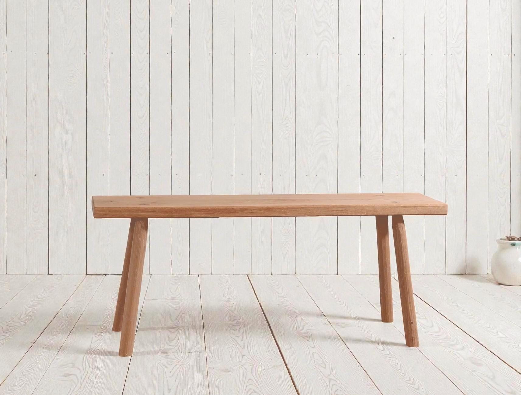Banc en chêne massif, banc d'intérieur en bois, entrée, minimaliste, wabi sabi
