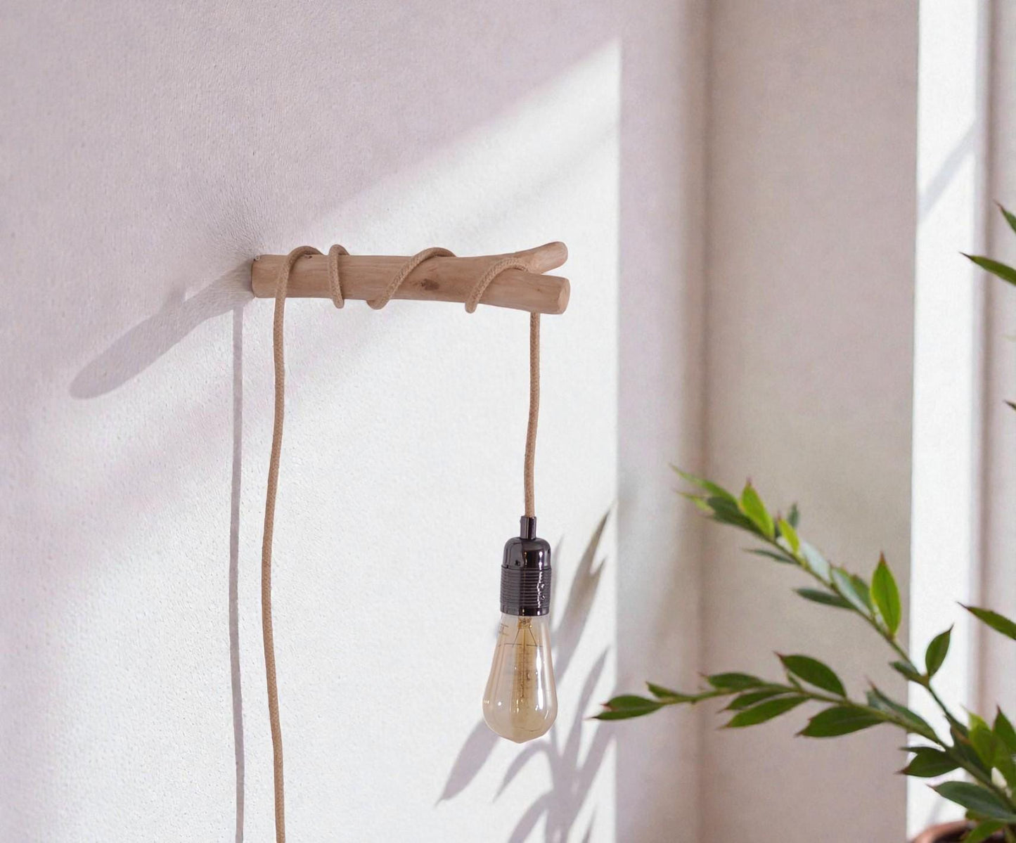 Patère en bois, crochet mural, applique murale lampe, suspension de lampes, plantes