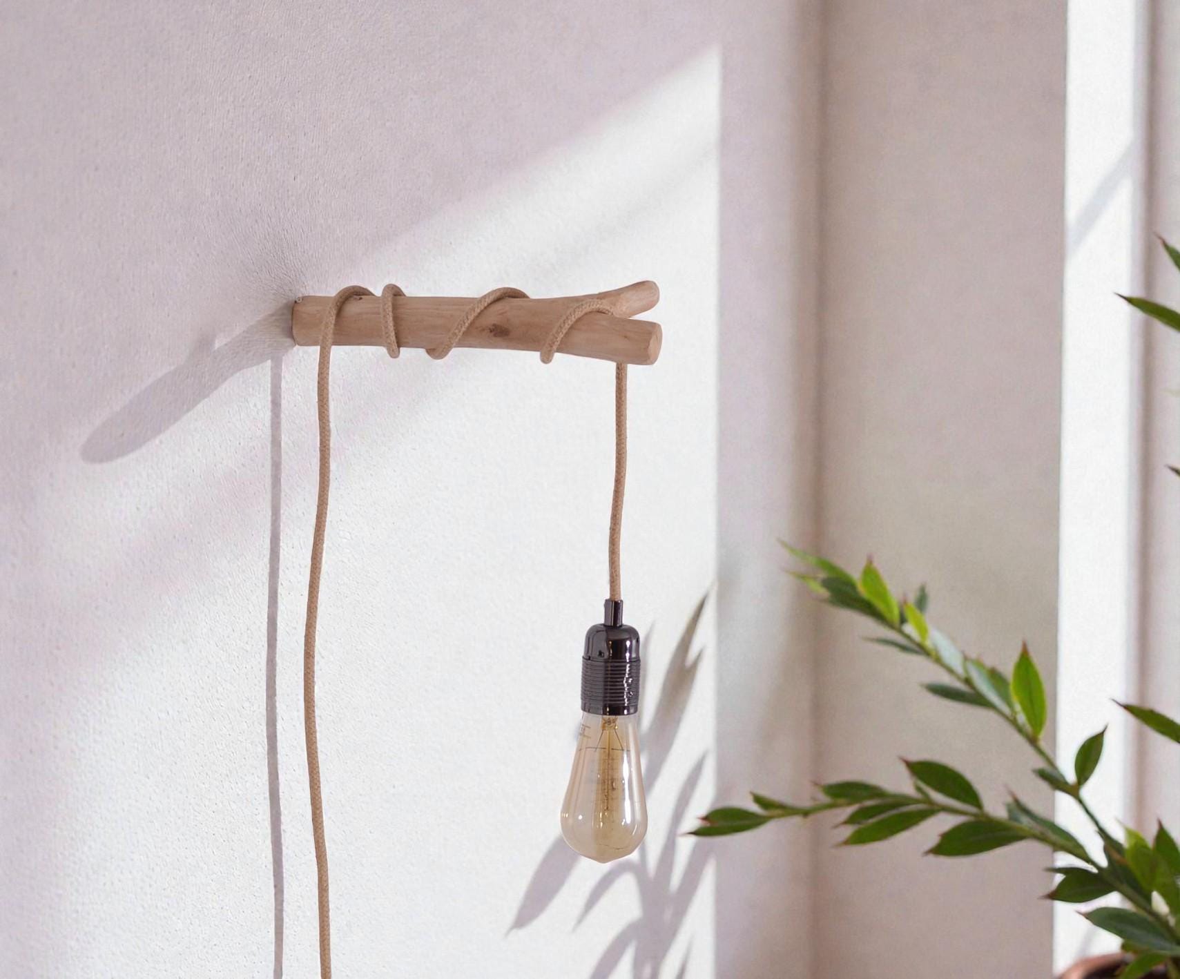 Patère en bois, crochet mural, applique murale lampe, suspension de lampes, plantes