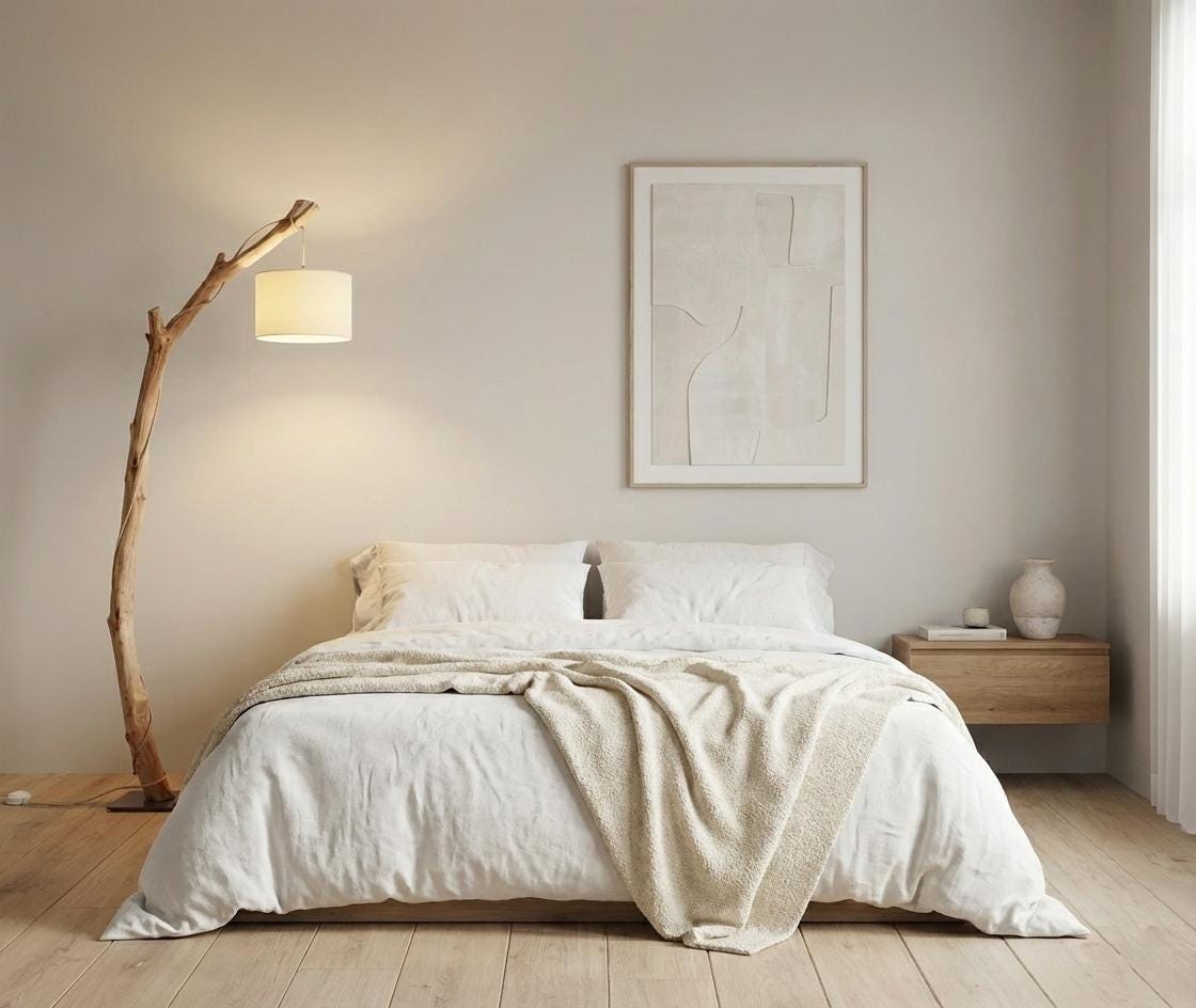 Lampadaire en bois naturel – Branche de châtaignier – Pied acier noir – 160 cm – Abat-jour ou ampoule LED – Pièce unique artisanale