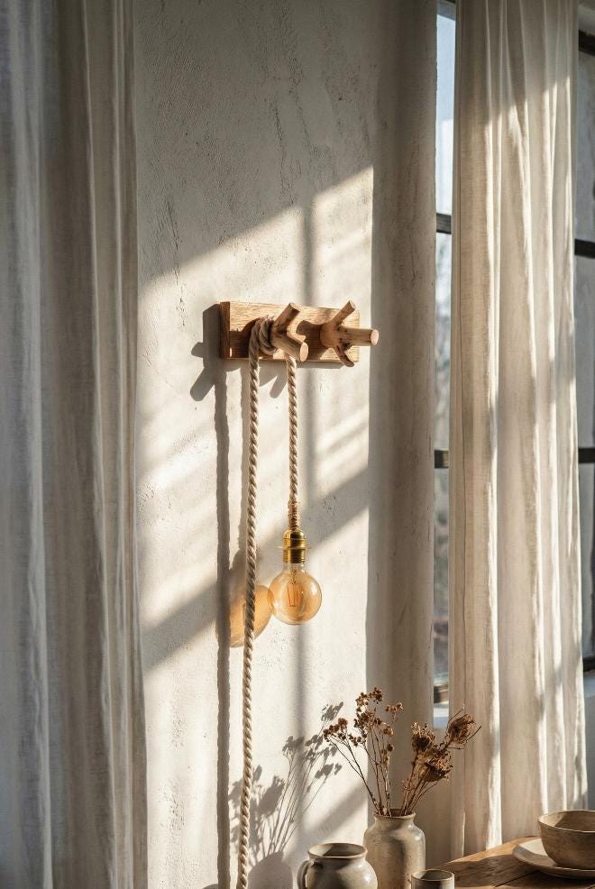 Patère murale en bois avec 2 ou 3 crochets, applique pour suspendre lampe, plantes, serviettes