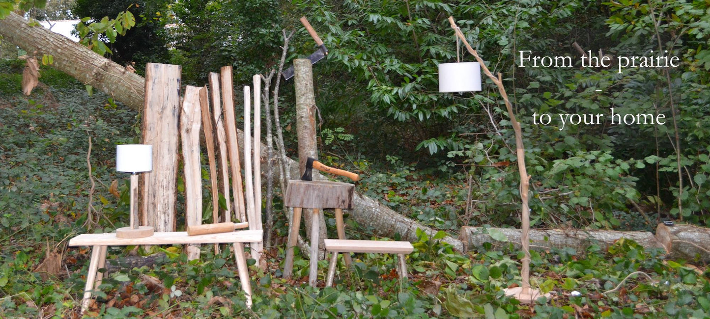 Valet de chambre, portant vêtements en bois avec une branche (chêne)