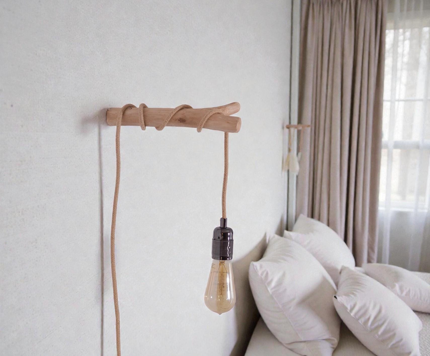 Patère en bois, crochet mural, applique murale lampe, suspension de lampes, plantes