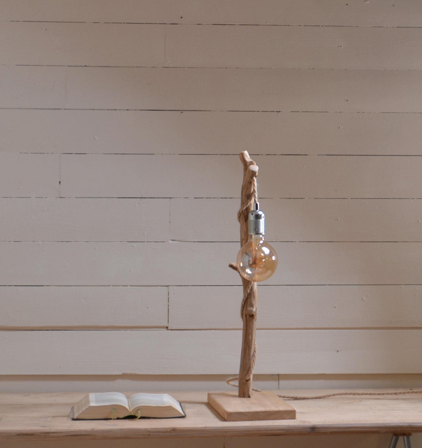 Lampe Japandi | Lampe de table minimaliste en bois brut pour intérieur zen et apaisant