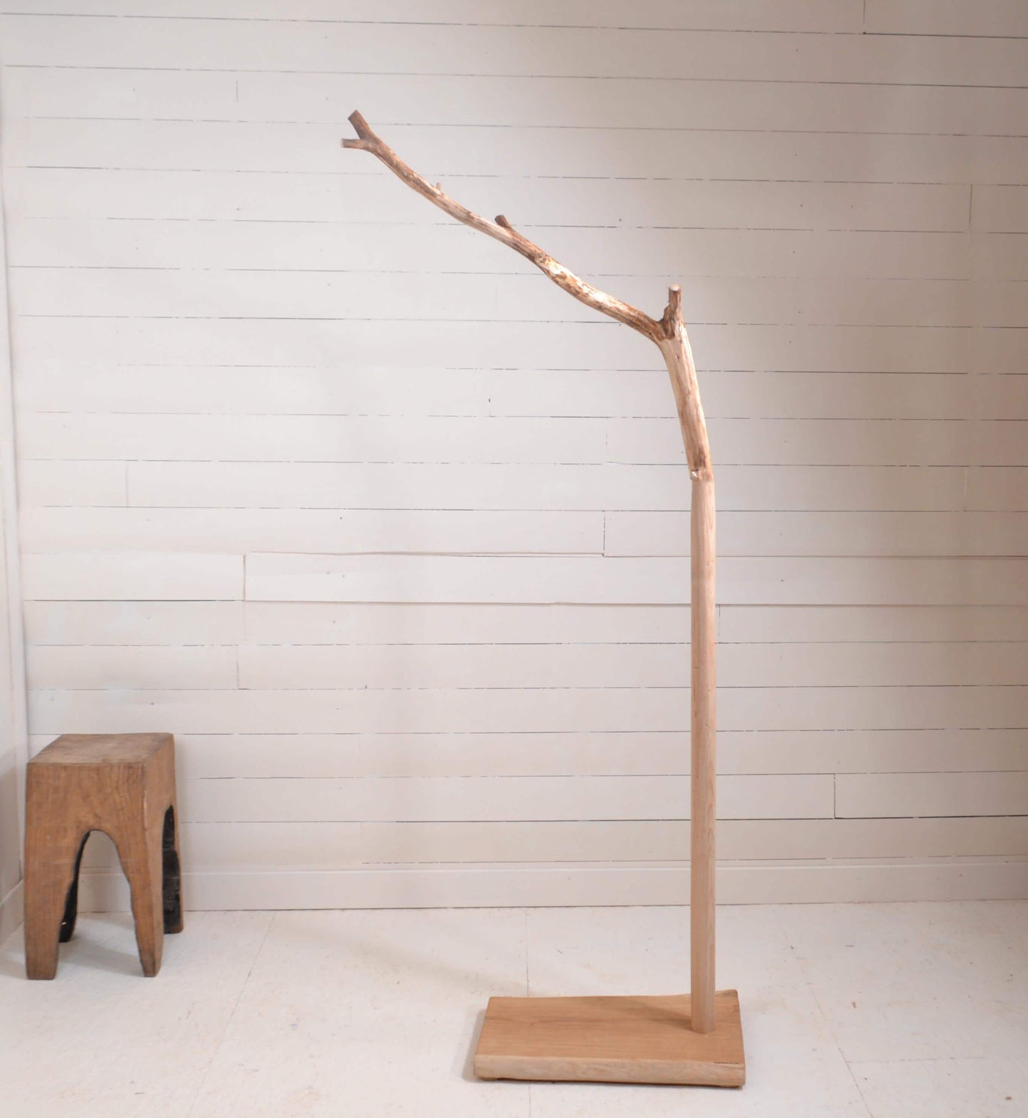 Valet de chambre, portant vêtements en bois avec une branche (chêne)