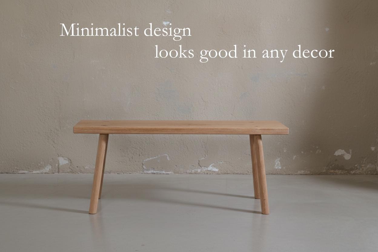 banc en chêne massif – fabrication artisanale - Style minimaliste - wabi sabi