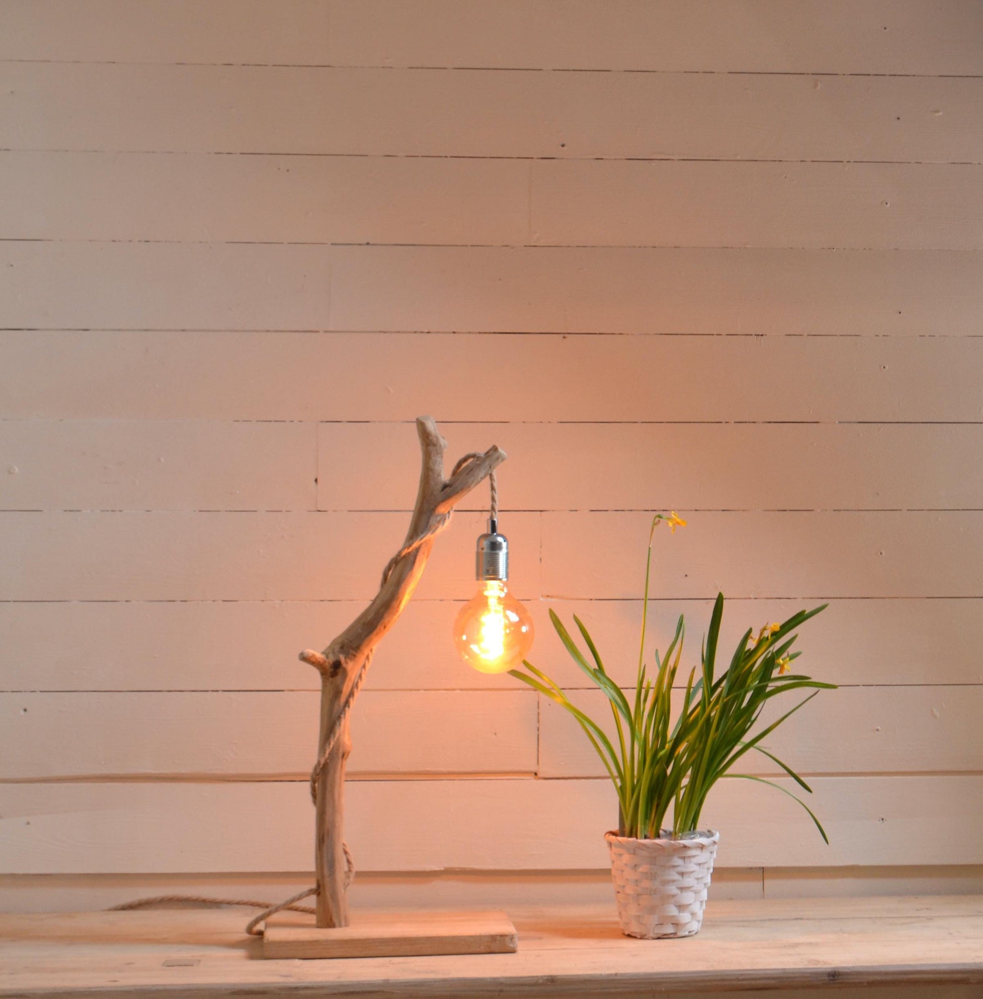 Lampe Japandi | Lampe de table minimaliste en bois brut pour intérieur zen et apaisant