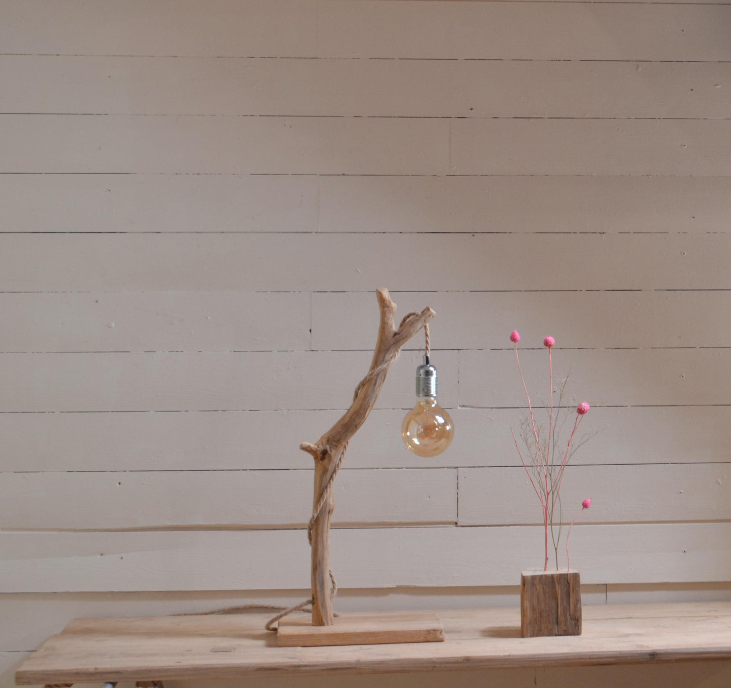 Lampe Japandi | Lampe de table minimaliste en bois brut pour intérieur zen et apaisant