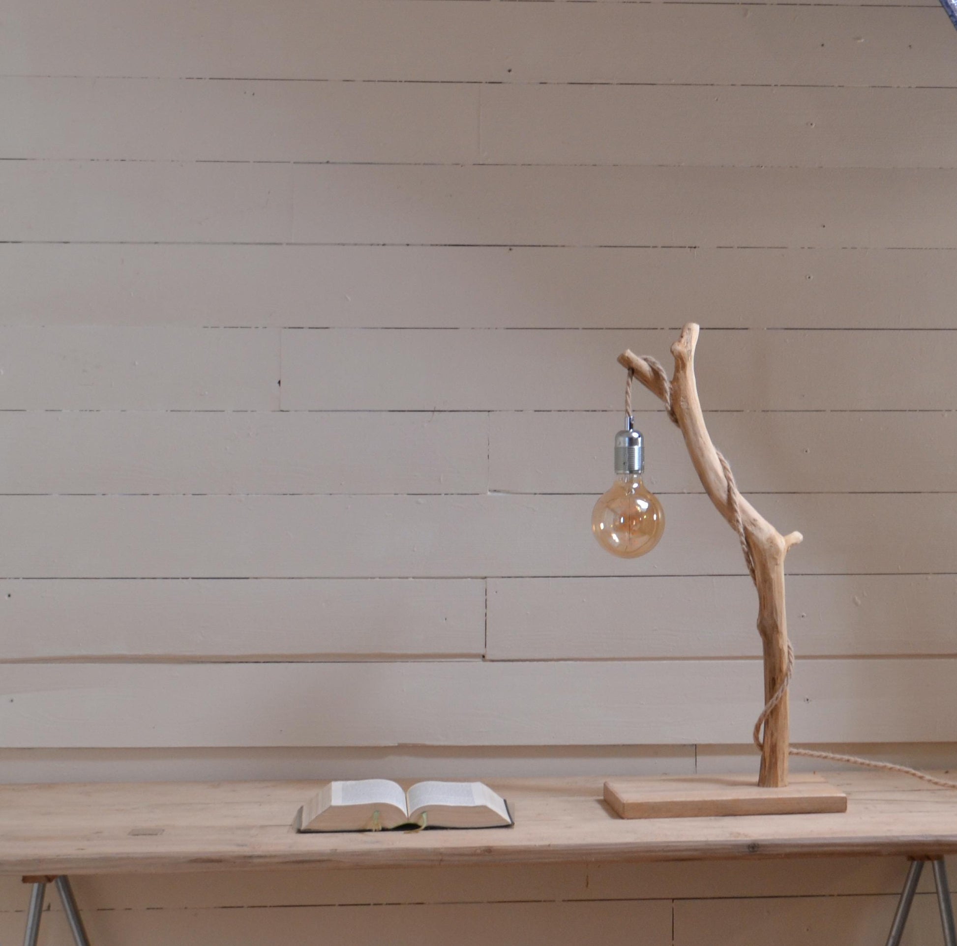 Lampe Japandi | Lampe de table minimaliste en bois brut pour intérieur zen et apaisant