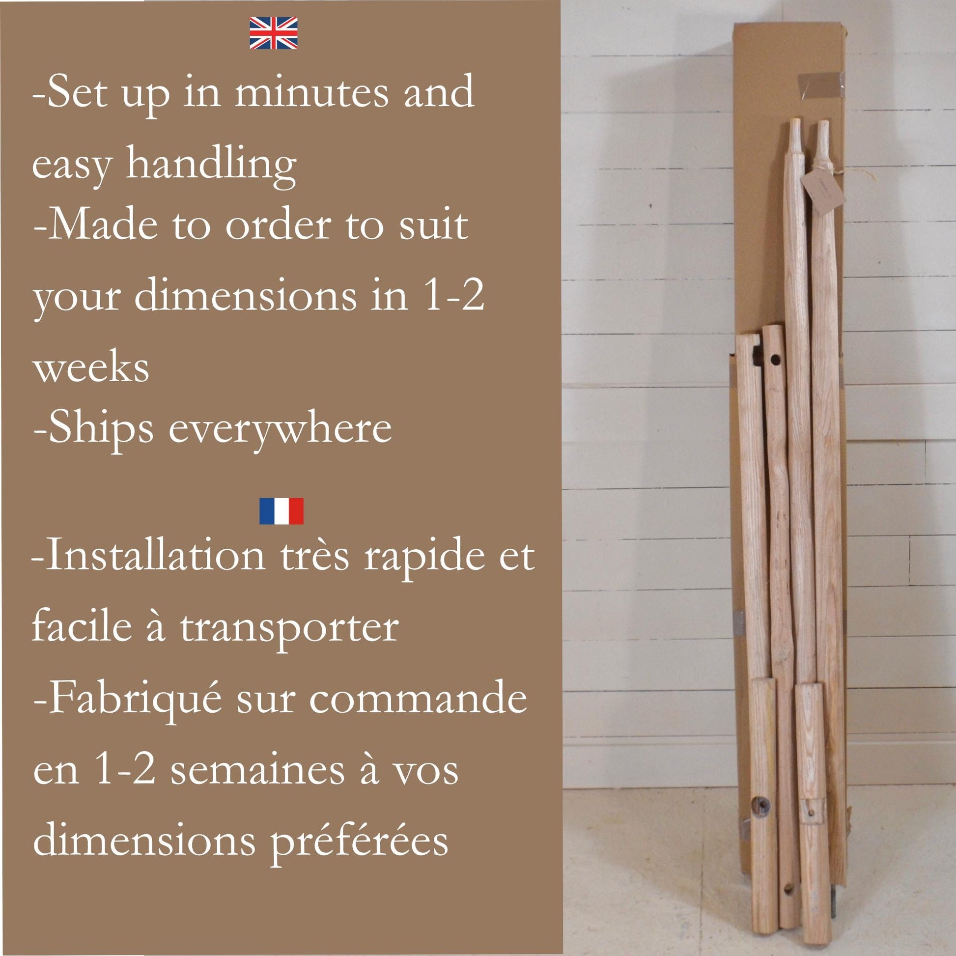 Portant boutique bois naturel, Présentoir en bois brut, Support vêtements minimaliste en bois clair, Pour Concept Store et Showroom