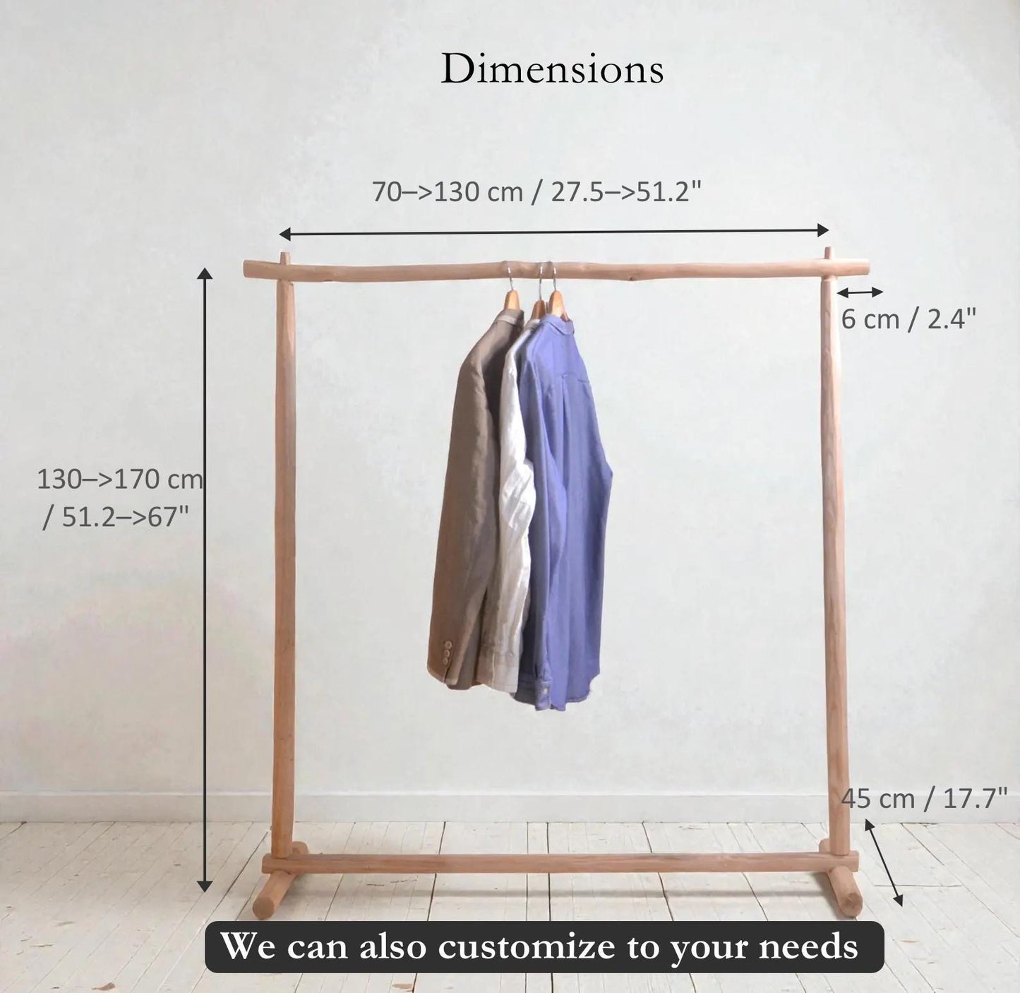 Portant à Vêtements en bois naturel, Déco nature, Penderie ouverte élégante, slow living