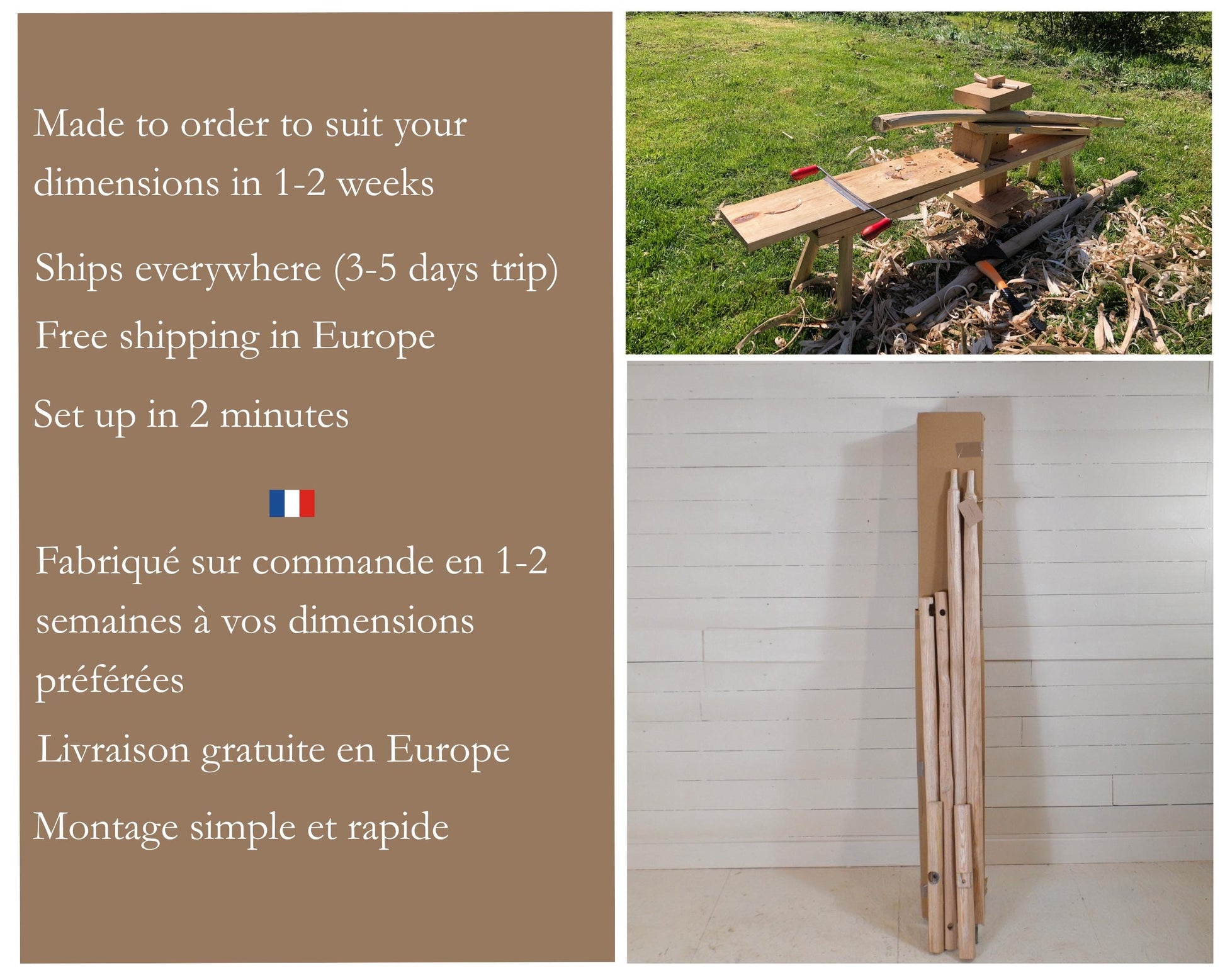 Portant à Vêtements en bois naturel, Déco nature, Penderie ouverte élégante, slow living