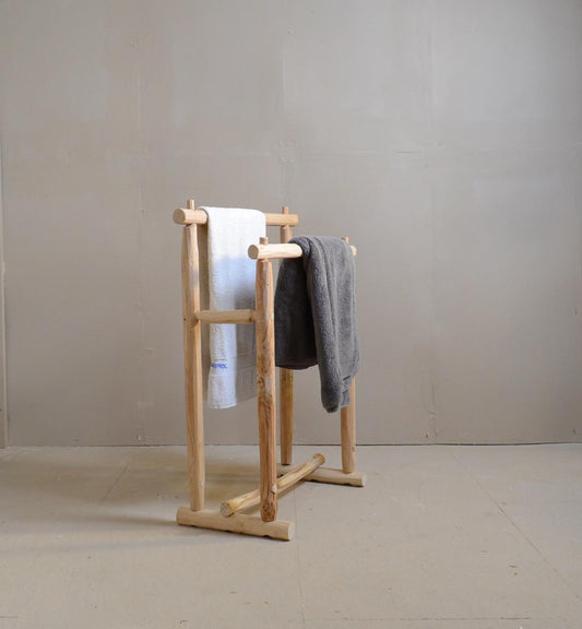 Porte Serviette en Châtaignier Brut | Bois Local Fait Main | Support Serviette Rustique Pour Salle de Bain Naturelle