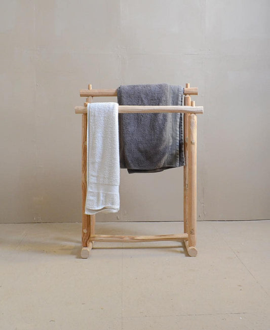 Porte Serviette en Châtaignier Brut | Bois Local Fait Main | Support Serviette Rustique Pour Salle de Bain Naturelle