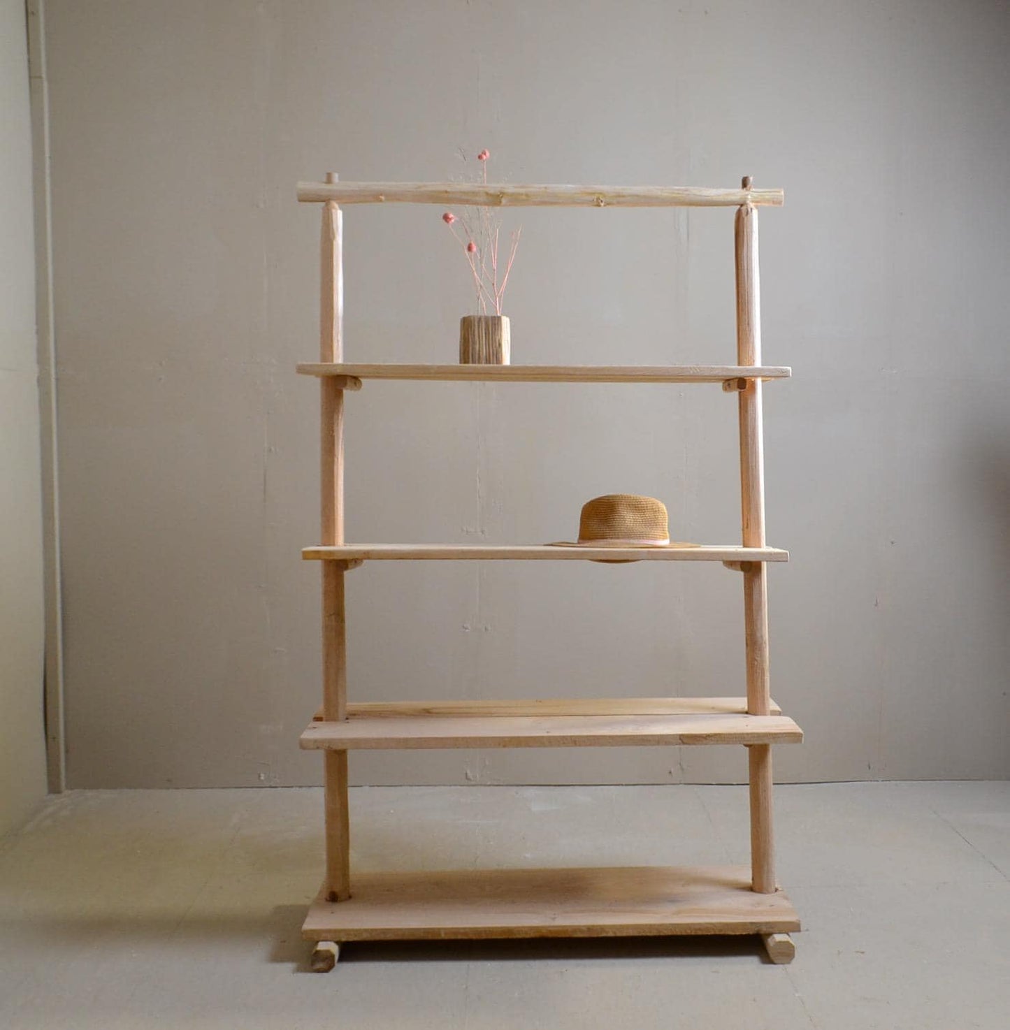 Étagère Bois Rustique | Présentoir Artisanal en Bois Naturel | Meuble de Rangement Décoratif Pour Maison
