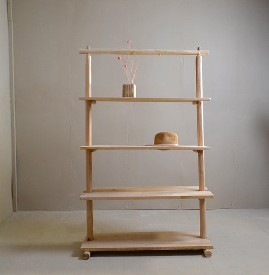 Étagère Bois Rustique | Présentoir Artisanal en Bois Naturel | Meuble de Rangement Décoratif Pour Maison