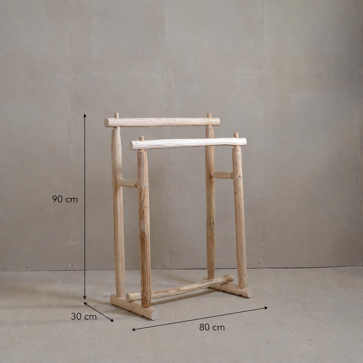 Porte Serviette en Châtaignier Brut | Bois Local Fait Main | Support Serviette Rustique Pour Salle de Bain Naturelle