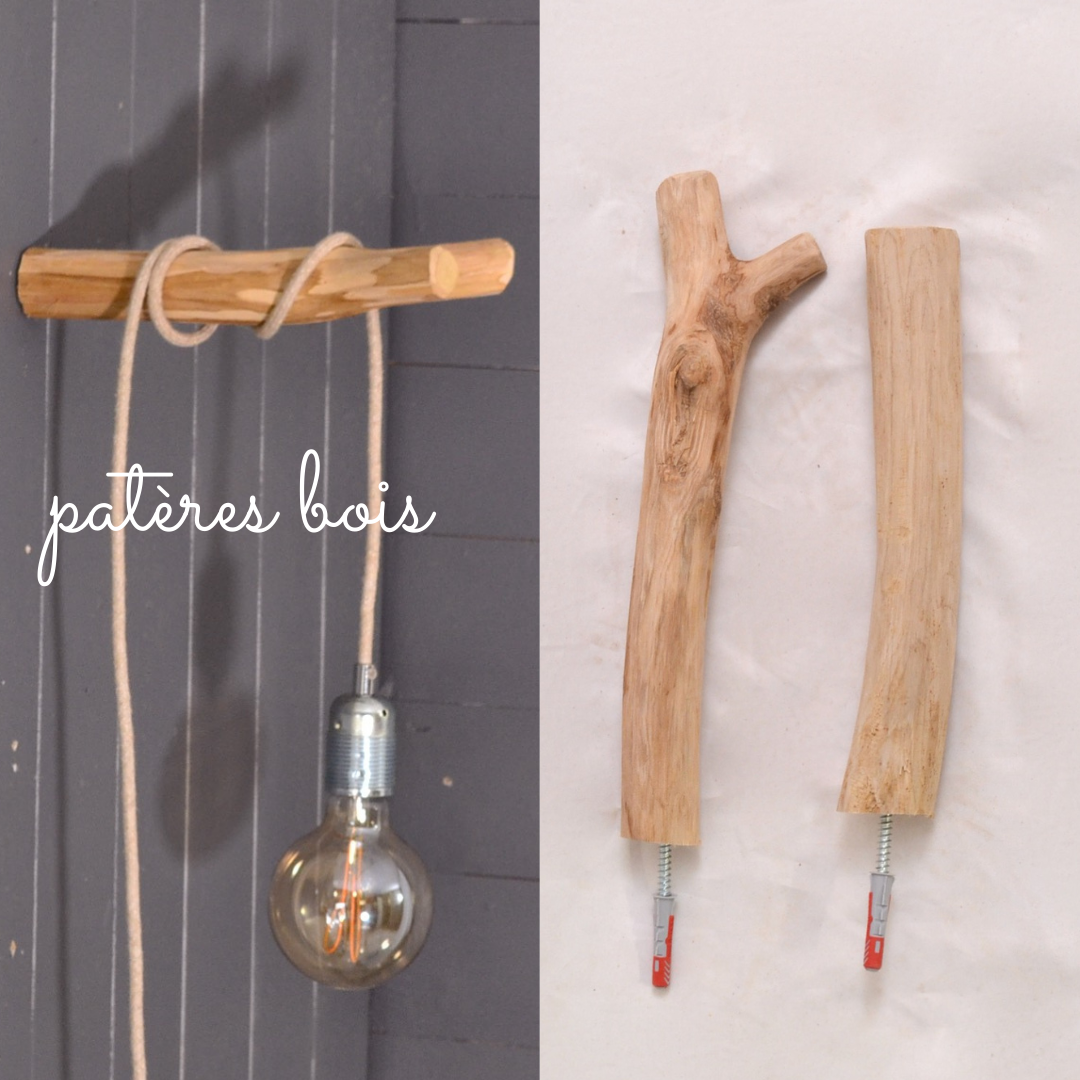 Wooden wall hook for hanging light, wall decor