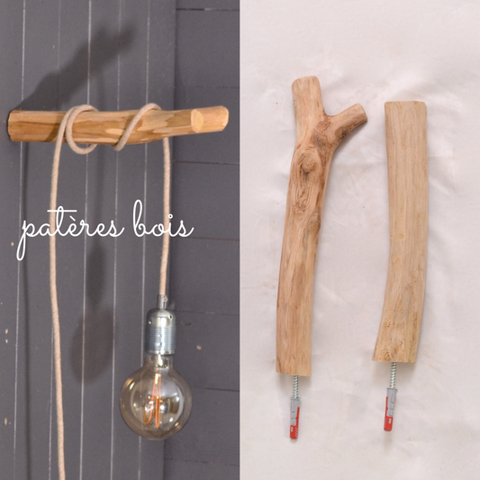 Wooden wall hook for hanging light, wall decor