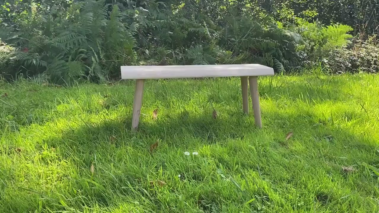Banc live edge en frêne, bois massif, banc d'intérieur, banc hall d'entrée