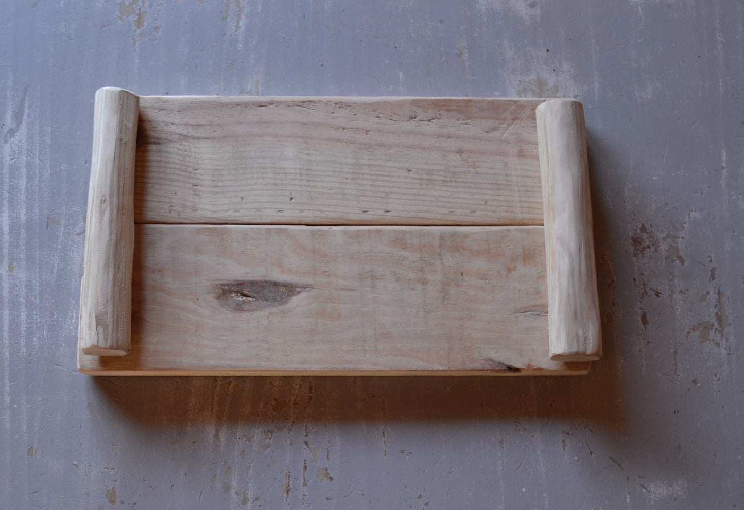 Wooden serving tray with sweet chestnut handles, decorative tray, ecofriendly furniture