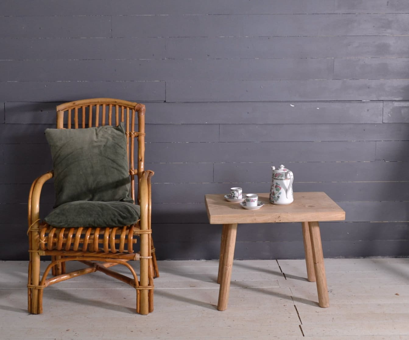 Petite table en chêne massif, bout de canapé, banc d'intérieur en bois